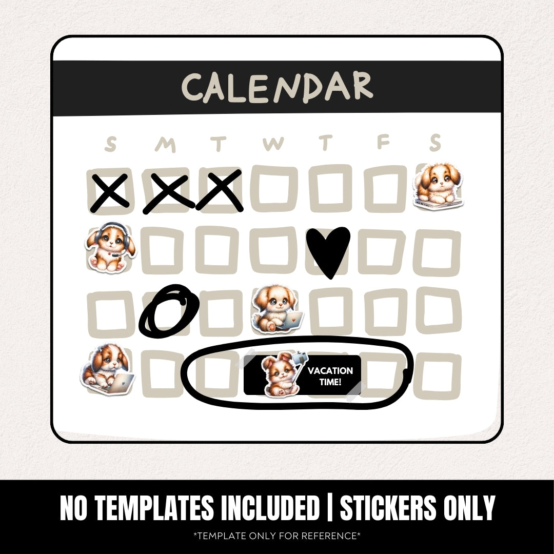 15 Watercolor Tech-Savvy Pups Digital Stickers Pack