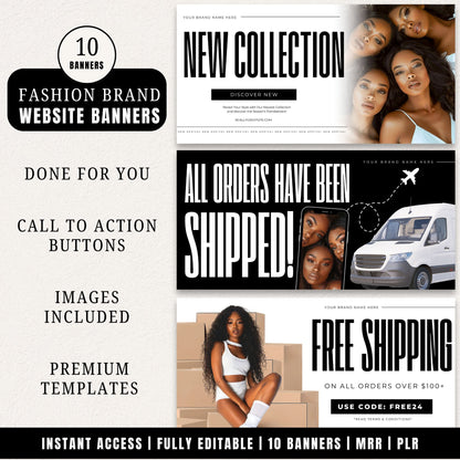 10 Fashion Brand Website Banner Templates w/ MRR