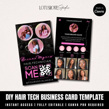 DIY Instagram Style Editable Hair Stylist Business Card Template