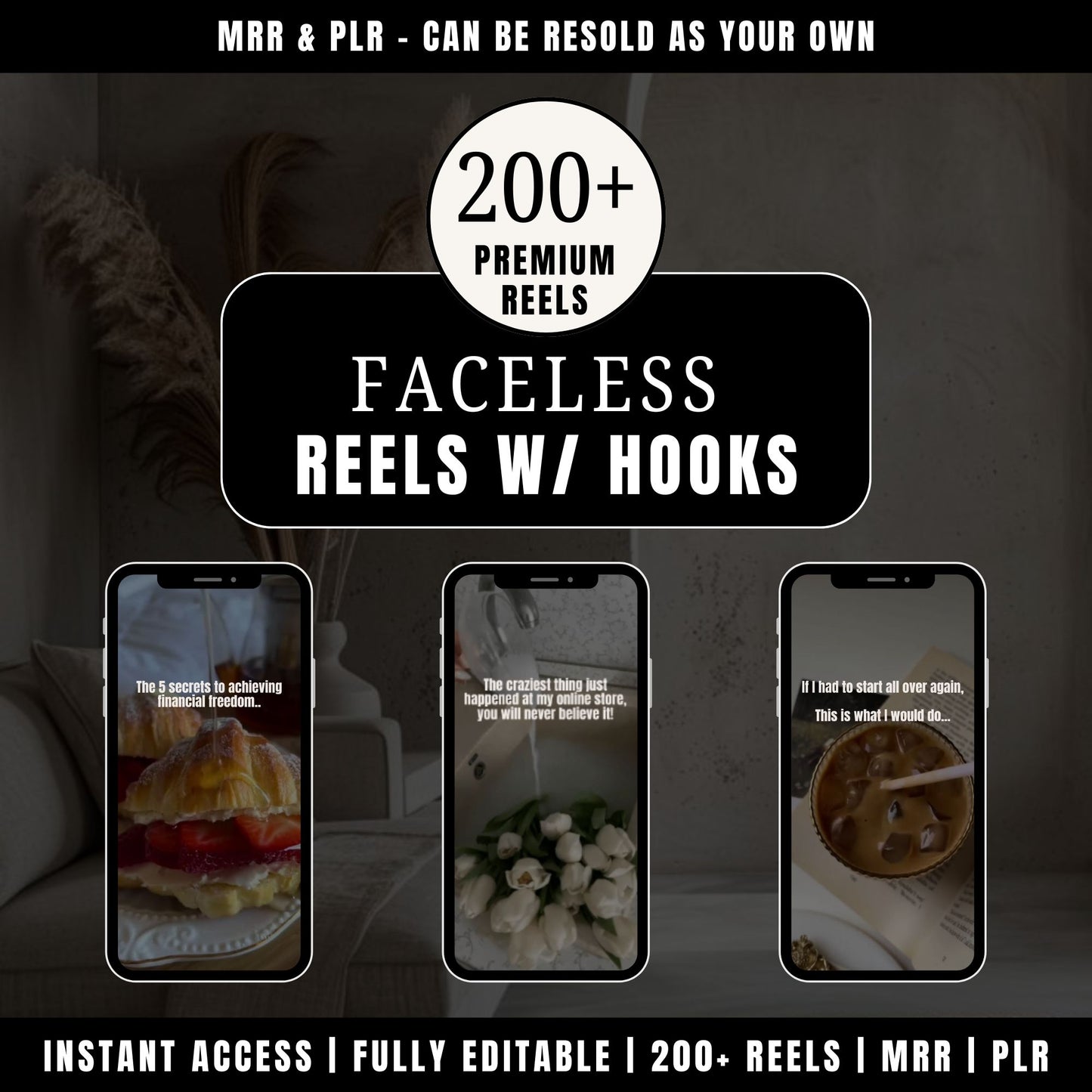 200+ Faceless Marketing Reels & Hooks w/ MRR