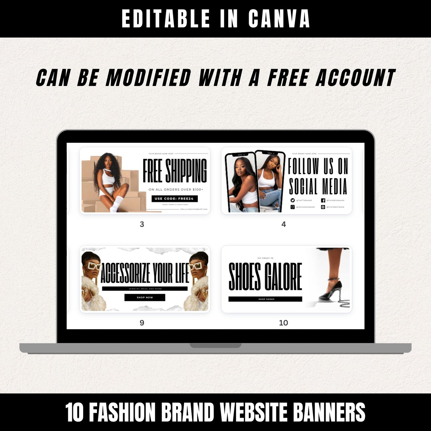 10 Fashion Brand Website Banner Templates w/ MRR